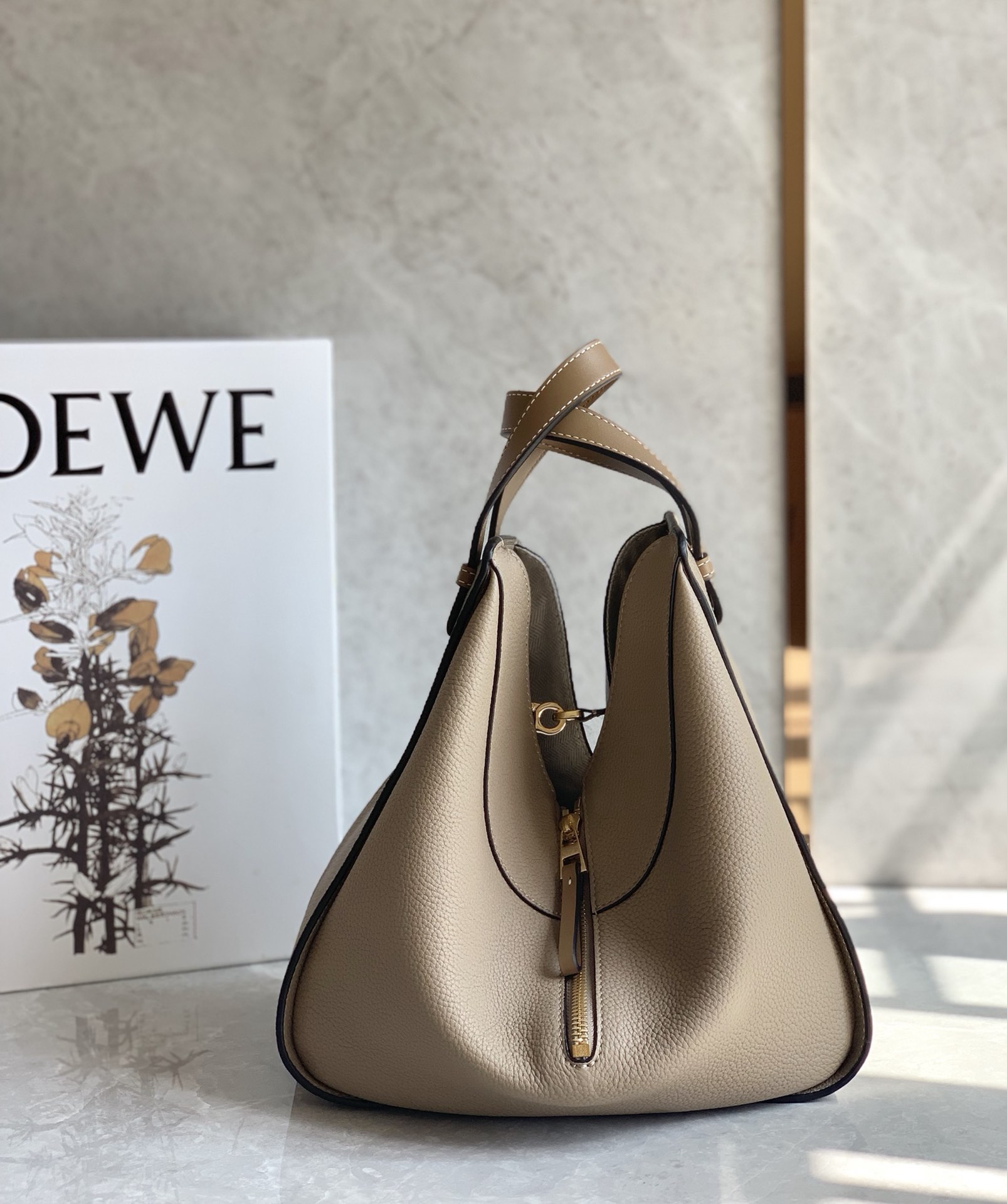 Loewe Small Hammock Bag in Soft Grained Calfskin Beige